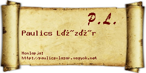 Paulics Lázár névjegykártya
